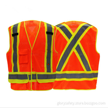 Led Reflective Fluorescent Orange Safety Vests